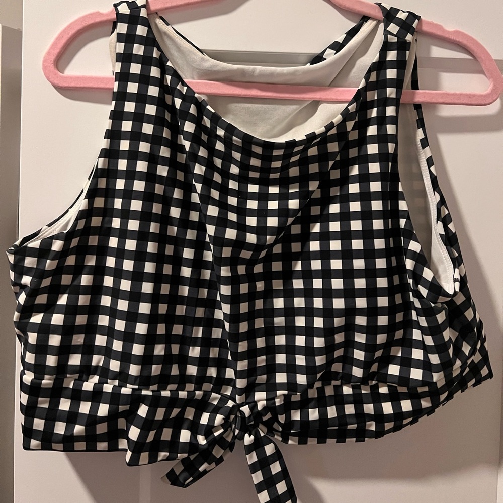 Lime Ricki Gingham Swim Crop Top